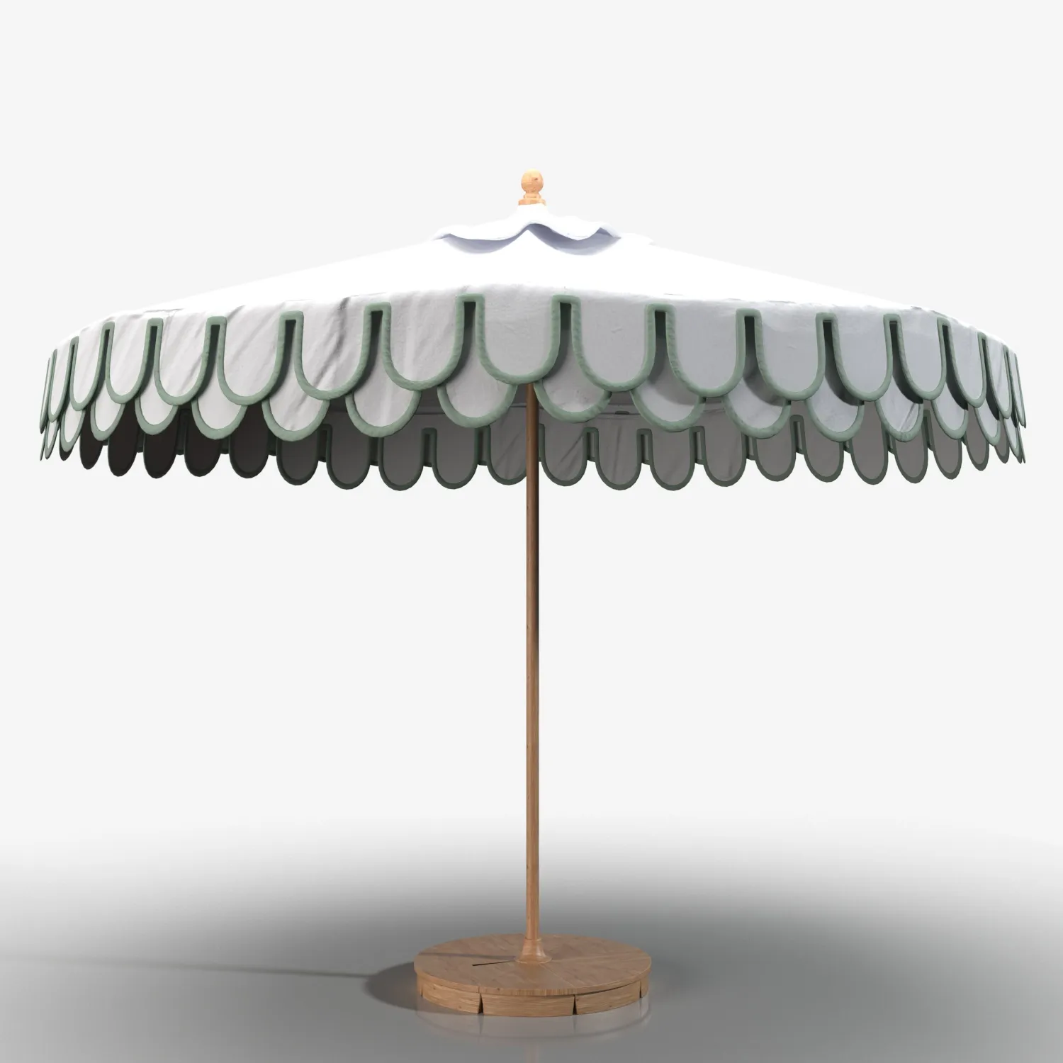 Wood Bottom Frame Outdoor Umbrella PBR 3D Model_01